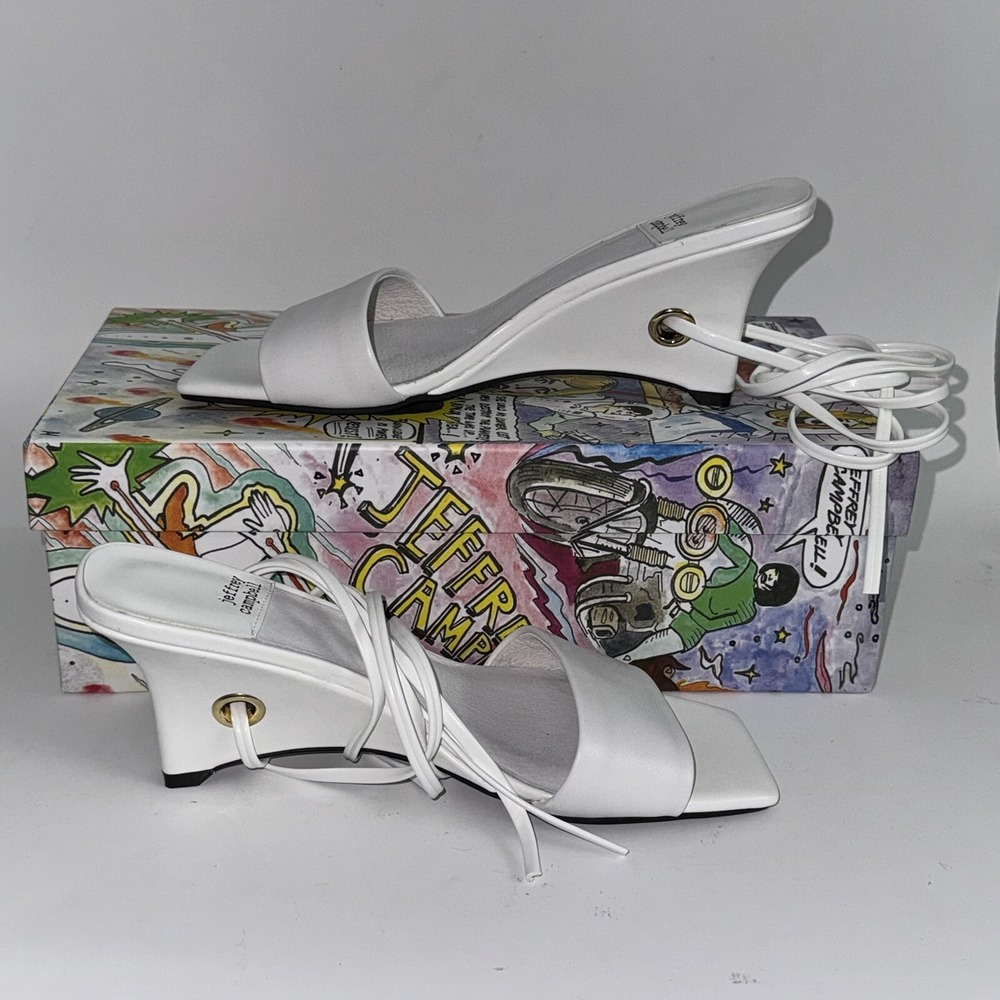 NEW Jeffery Campbell Wedge Sandals Gladiator Ready 2 Go White Women's 5 $140 - Picture 4 of 9